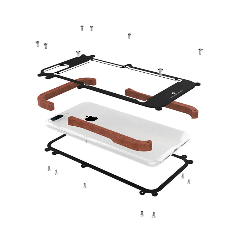 R just Wood чехол для iPhone 8 7 Plus противоударный с металлической рамкой бампер