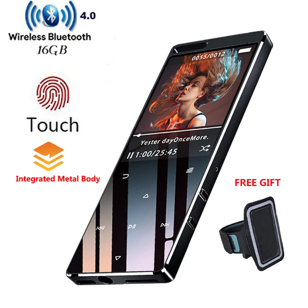 

MP4 Player With Bluetooth4.0 1.8In Screen Lossless 16GB Hifi Music Player Touch With FM,Mini usb,TF Card Support Up To 128GB