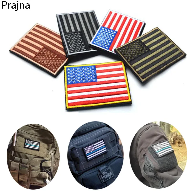 

Prajna Morale Tactical Police Patch Military US Army Flag Patch Hook Loop Embroidered Country Flag Patches For Clothes Stripe On