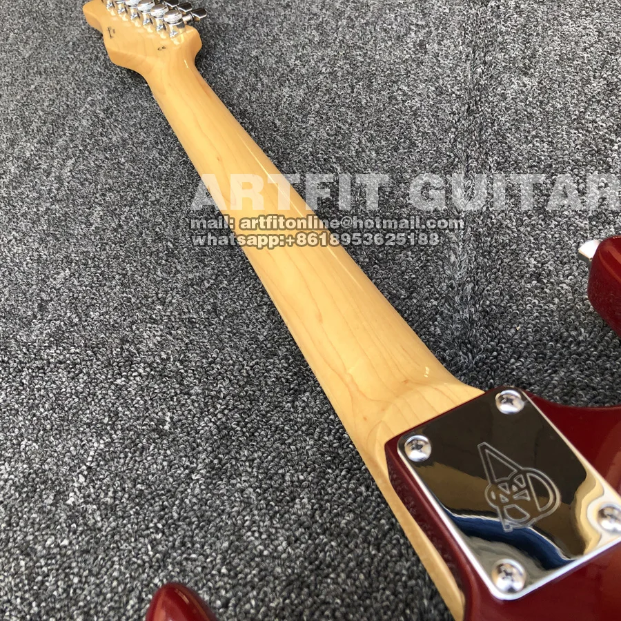 Wine Red Quilted Maple Top Wilkinson Pickups Tremolo Bridge Coil Split M6 Locking Tuners 6 String Clean Sound Stratocaster Electric Guitar (11)