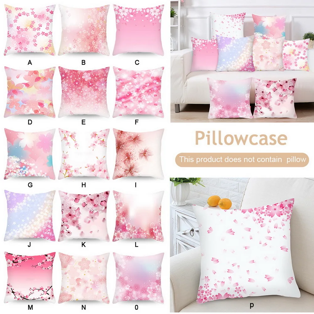 

Urijk 45x45cm Pink Printing Pillowcase Soft Comfortable Pillow Case Polyester Printed Flower Pillow Cover For Living Room