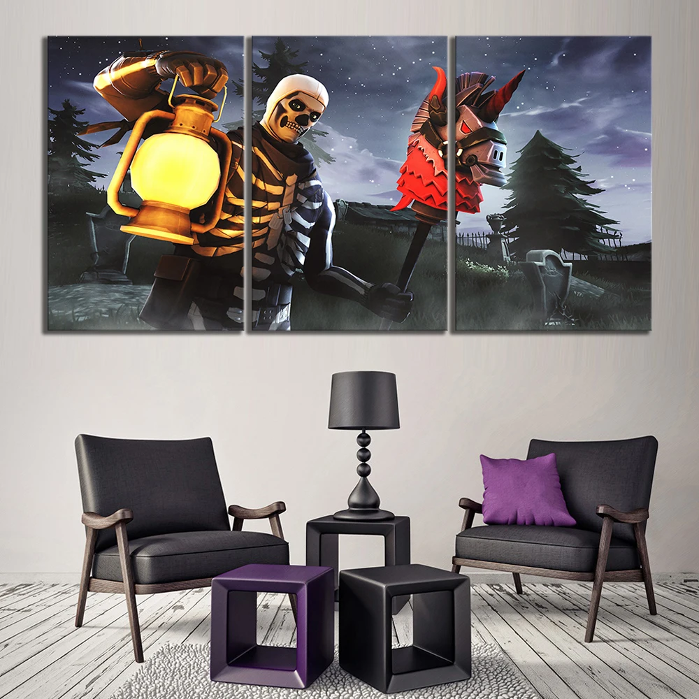 

3 Piece Battle Royale Map Video Game Poster Fort Pictures Landscape Wall Art for Living Room Decor Canvas Wholesale