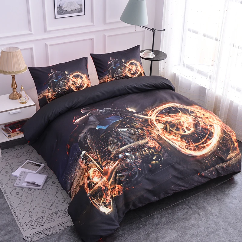 

ZEIMON 3D Fashion Bedding Set Queen Size Motorcycle Design Printing Duvet Cover Set With Pillowcase Bedclothes Home Decor