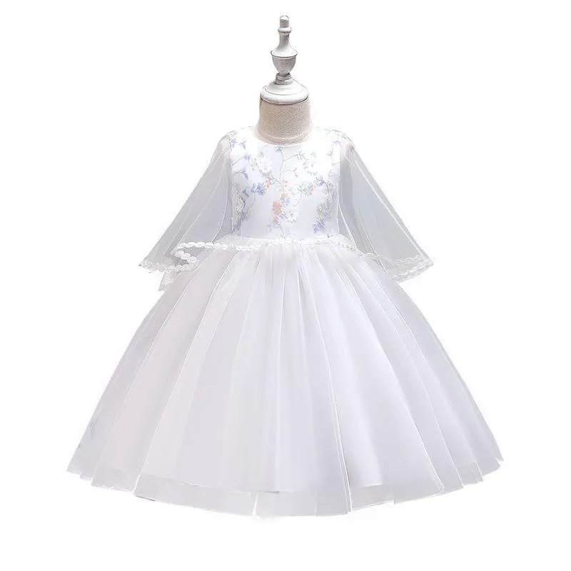 

Baby Girls Embroidery Clothing Wedding Evening Flower Girl Dress Princess Party Pageant Lace Tulle Gown Kid Girls Dress