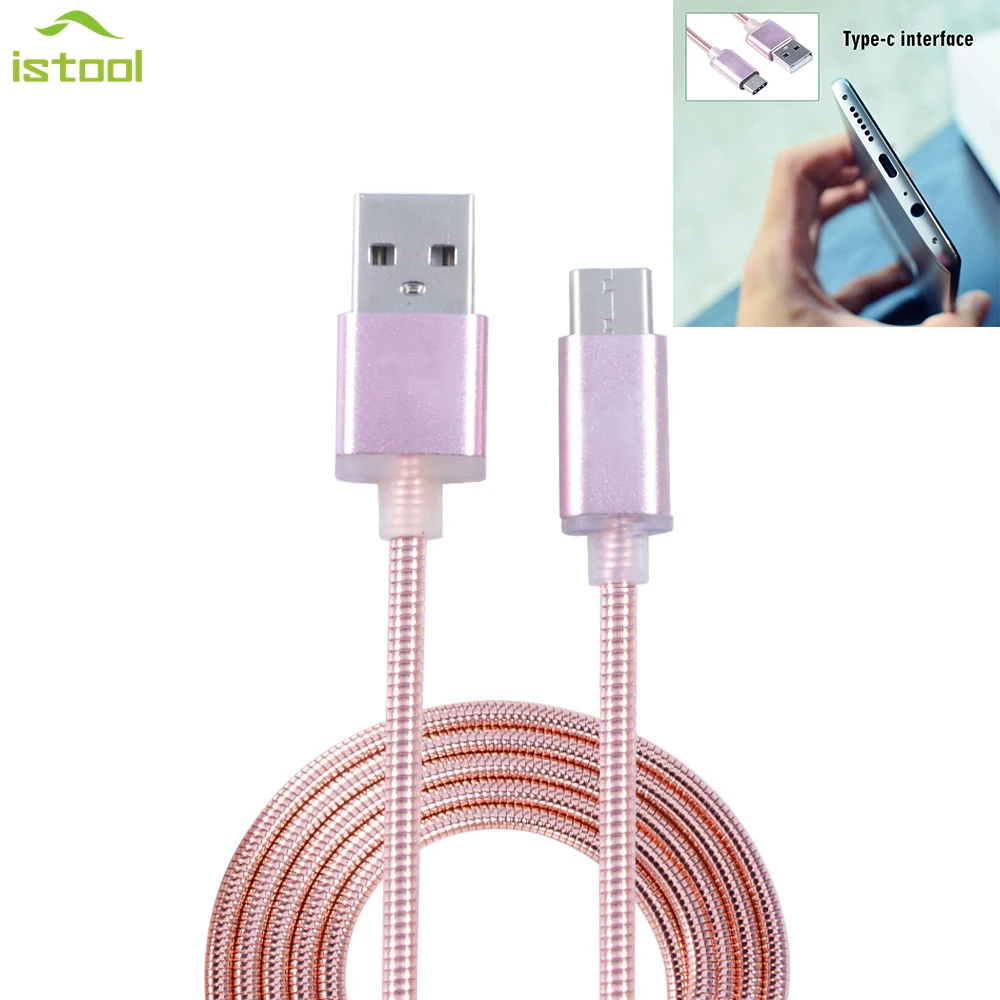 

1m Metal Spring Fast Charge Type-C USB Cable 2.4A For Xiaomi Mi 5 Oneplus USB Type C Cable For Samsung Galaxy S9 S8 Note 8 Plus