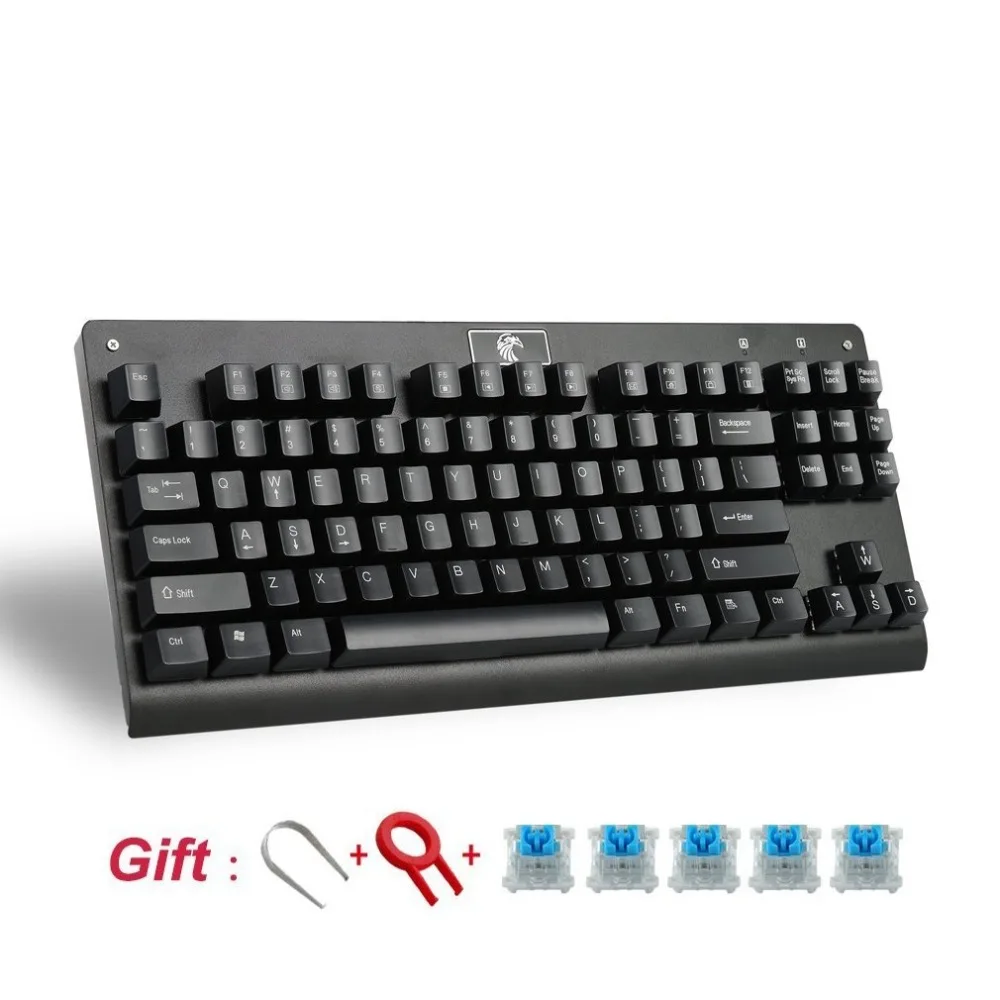 

Z77 Tenkeyless Mechanical Gaming Keyboard Blue Switch Ergonomic Design For Typing USB Wired 87 Keys Quick Switches No RGB
