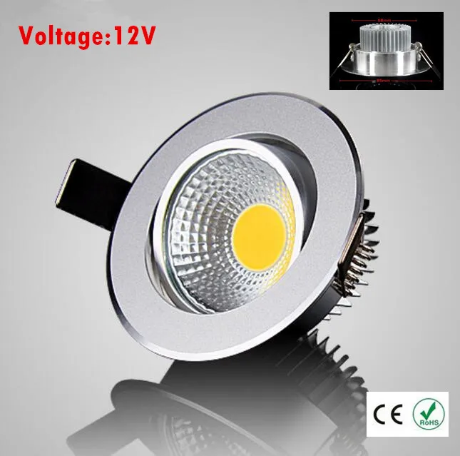 

10pcs Super Bright Led downlight light COB Ceiling Spot Light 3w 5w 7w 12W AC/DC 12V ceiling recessed Lights Indoor Lighting