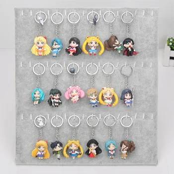 

6pcs/set Anime Sailor Moon Q Verison Mars Jupiter Venus Mercury Keychain Pendant Action Figures Toys Dolls