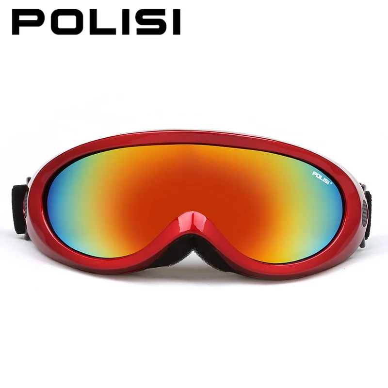 POLISI зимние уличные Лыжный Спорт очки Для мужчин Для женщин сноуборд Скейт лыжные очки UV400 Анти-туман Альпинизм снег очки - Цвет: Red
