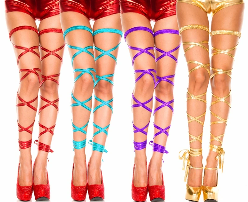 

Sexy Metallic PVC Faux Leather Glisten Lingerie Stockings Tights PANTY Pole Dancing Nightclub Party Sexy Straps Leg Ring Sw063