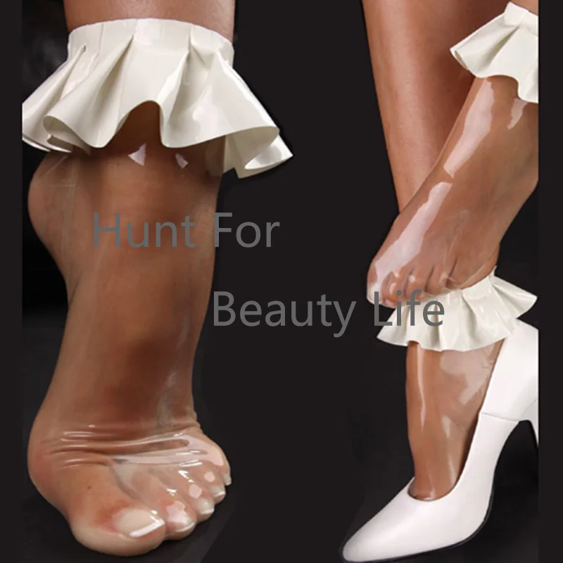 

Latex Socks with ruffles 100% natural handmade Sexy Fetish edging