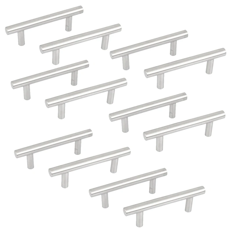 

64mm Mount Distance Kitchen Cupboard Cabinet Drawer T Bar Pull Handles 12pcs