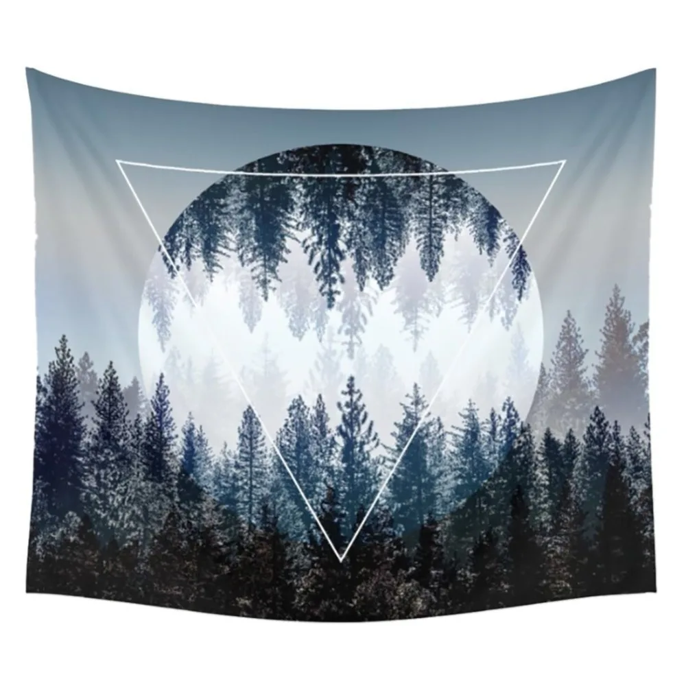 Us 9 4 10 Off Fashion Forest Under The Moon Tapestry Wall Hanging Fabric Grove Starry Sky Landscape For Home Bedroom Decorations Curtain Cover In