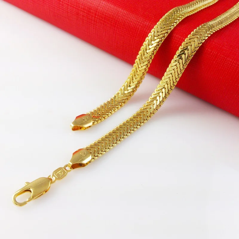 wholesale factory price Brass Length 50CM 6MM 24k Gold Snake Chain