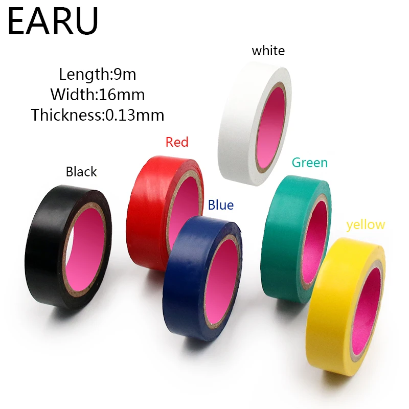 Color Electrical Tape PVC Wear-resistant Flame Retardant Lead-free Insulating Waterproof Eletrician White Black Red Blue Green |