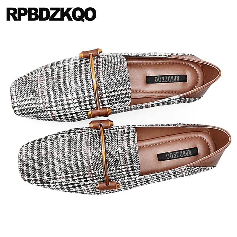 Женские клетчатые туфли на плоской подошве китайские дизайнерские большого