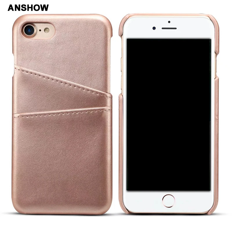 

ID Card Slot Leather Hard Plastic Case For Iphone XR XS MAX X 8 7 S9 Dual Two Card Box PC Veneer Gluing Fashion 1PCS