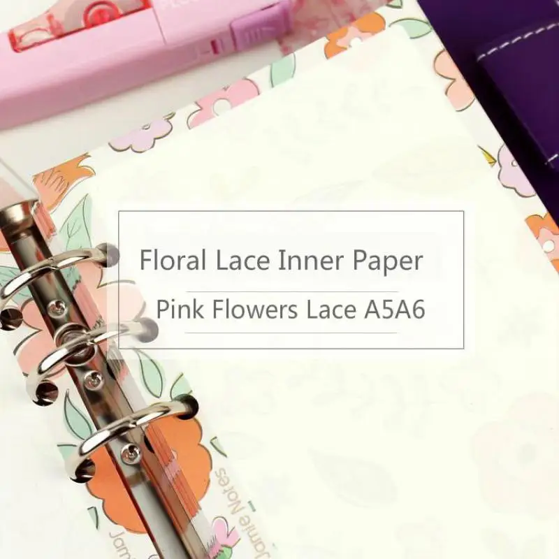 Jamie Notes Floral Pink Flowers Lace Inner Page Note Book Binder Notebook Planner Diary Core A5a6 Filler Paper 2018 Stationery