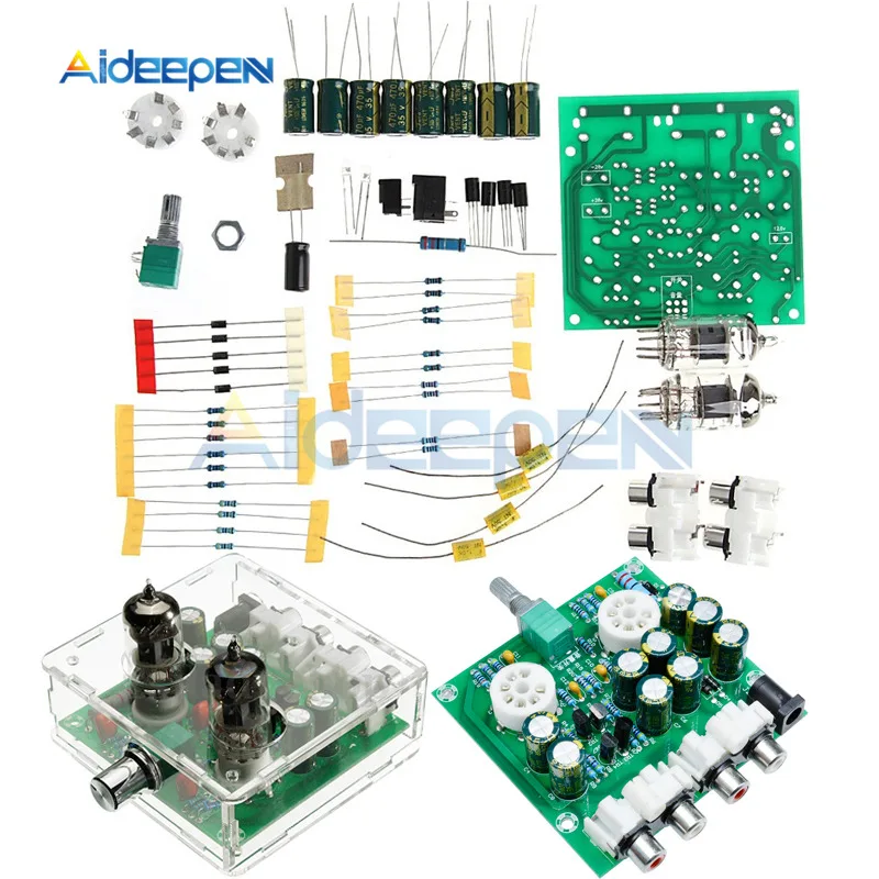 AC 12 В 0.8A 6J2 ламповый усилитель DIY Kit AMP Предварительный усилитель плата наушников буферный модуль стерео потенциометр с 6J2 чехол