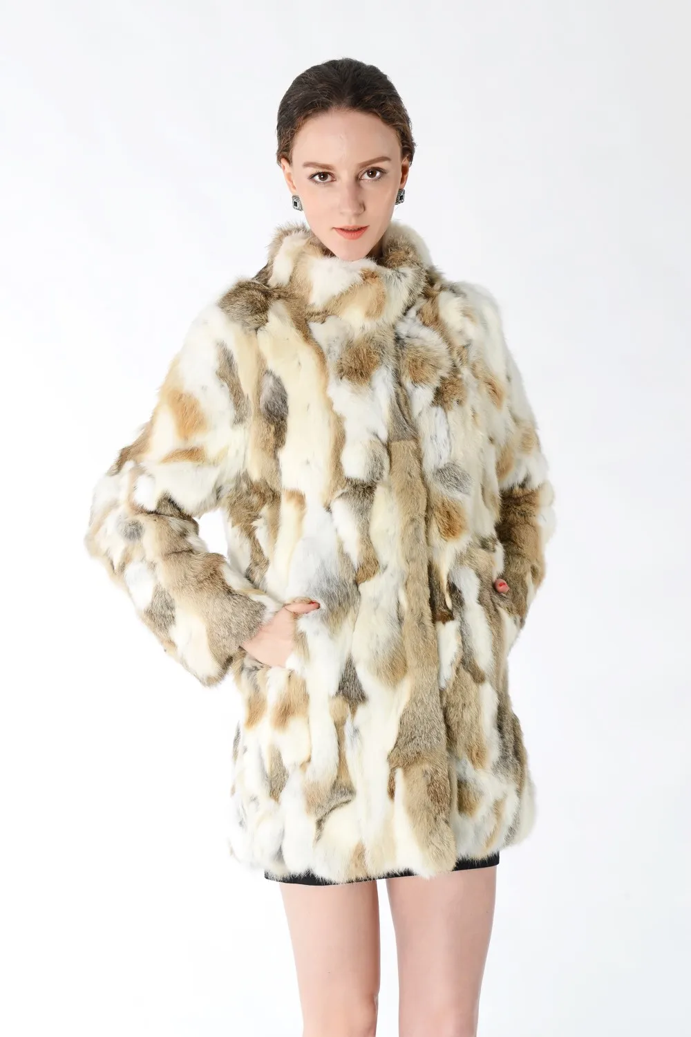 Новое поступление, пальто из натурального кроличьего меха, женская меховая куртка, женская мода, фабричное, хорошее качество, меховое пальто, TNT147