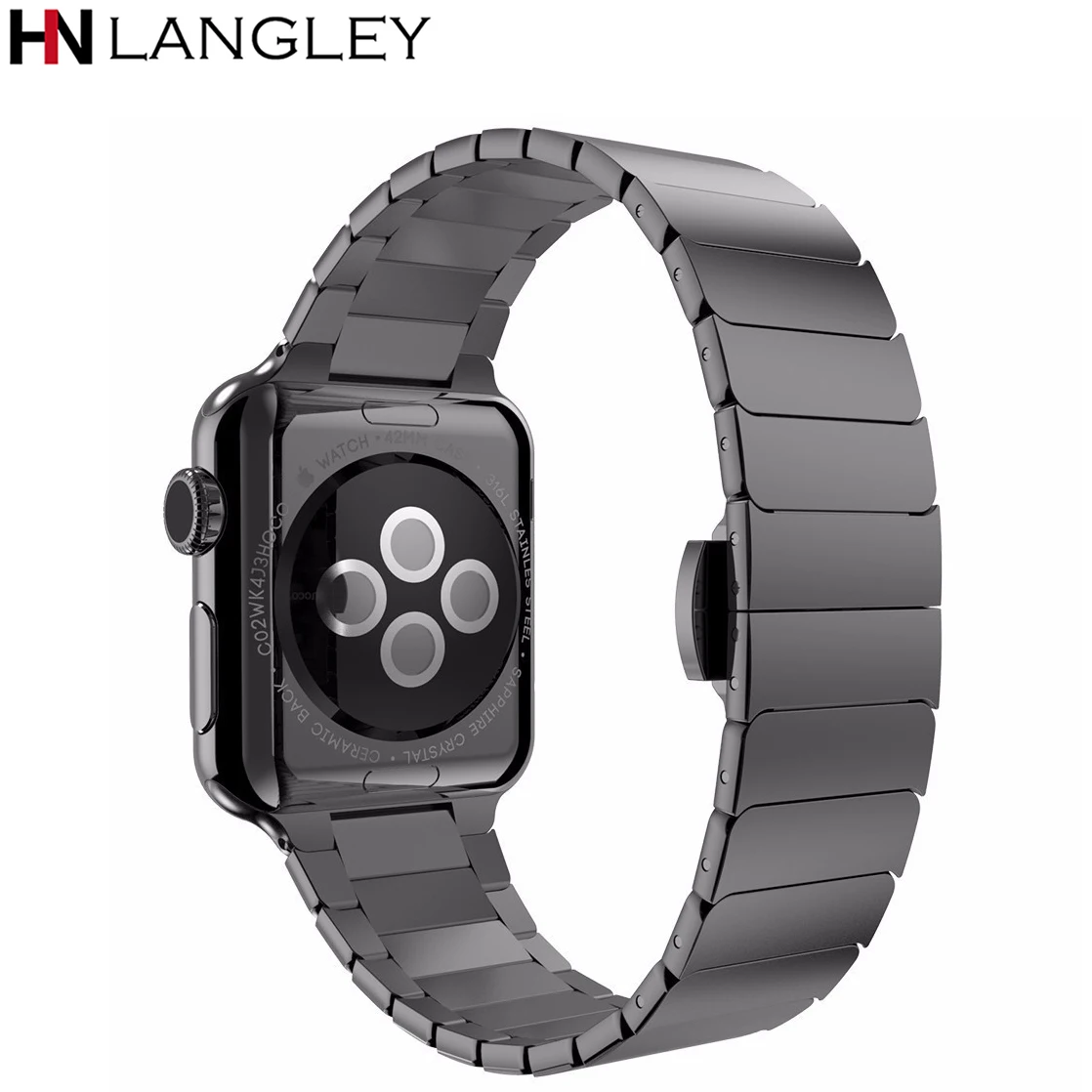 Luxury Butterfly Clasp Stainless Steel Watch Bands for Apple Watch 38mm