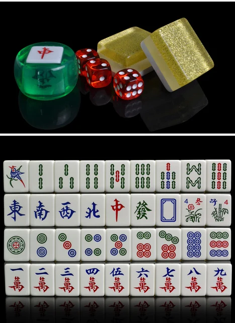 Gold Crystal Chinese Mahjong Set Full Size Educational Travel Resin  Standard Chess Game Family Jogo De Tabuleiro Tournament Set - AliExpress