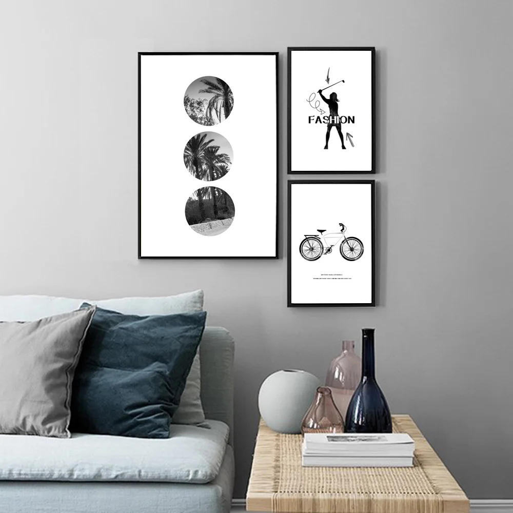 Abstract Wall Art Canvas Painting Coconut Tree Nordic Poster Minimalist Canvas Prints Black And White Wall Pictures Unframed
