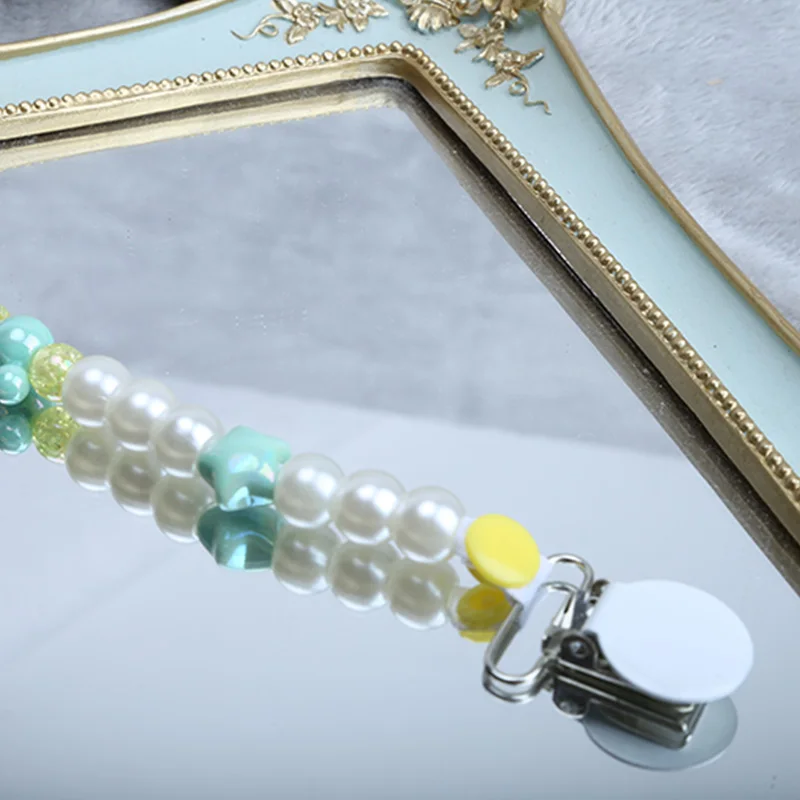 

Dollbling New Pacifier Chain Beads White Clip Use With A Pacifie Safety Environmental Protection Material Baby Pacifier Chain