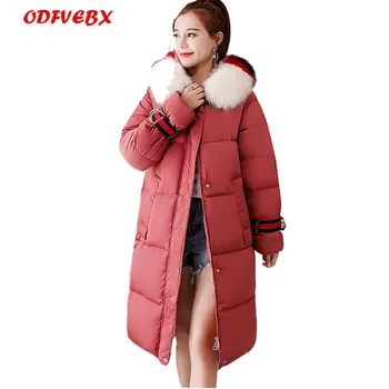 

Winter Female jackets new down cotton coat Ms medium long hooded fur collar cotton women loose plus size thicken jacket tide