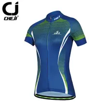CHEJI Cycling Jerseys Women Bassic Bicycle Top MTB Shirts Blue Short Sleeve Bike Clothing Top