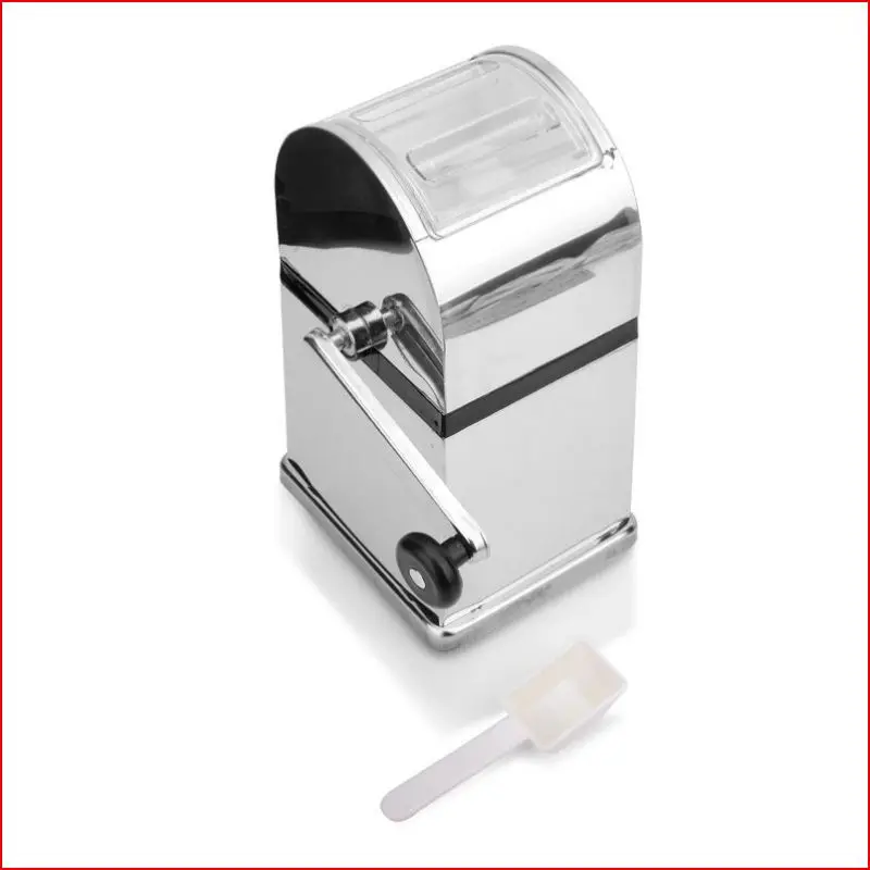 Stainless Steel Manual Crushed Ice Machine with Measuring Spoon Ice Crusher for Cocktails Leogreen Capacity: 900 ml 