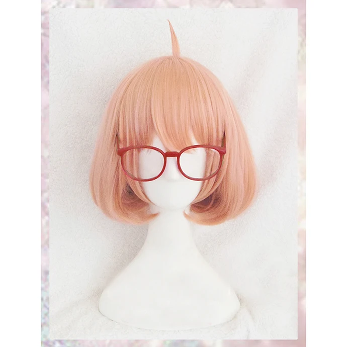 За гранью Kyoukai no Kanata короткий оранжевый и розовый косплей костюм парик трек