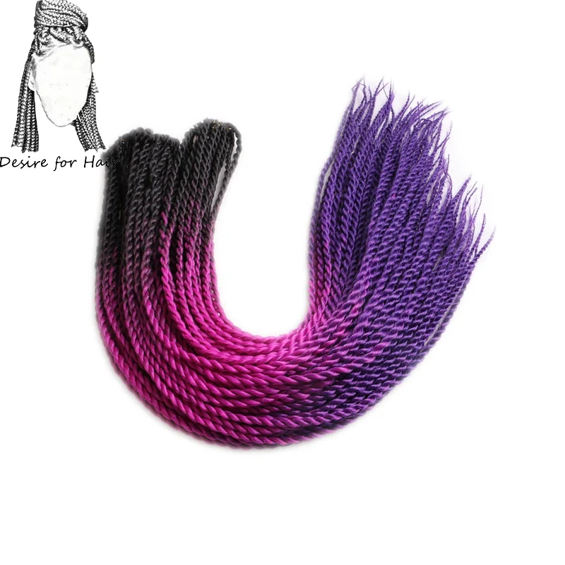 Desire for hair, 1 упаковка, 24 дюйма, 100 г, 24 пряди, Омбре, цвет, предварительно петля, вязанные, синтетические, 2X тонкие, Сенегальские, скрученные, косички для волос - Цвет: Розовый