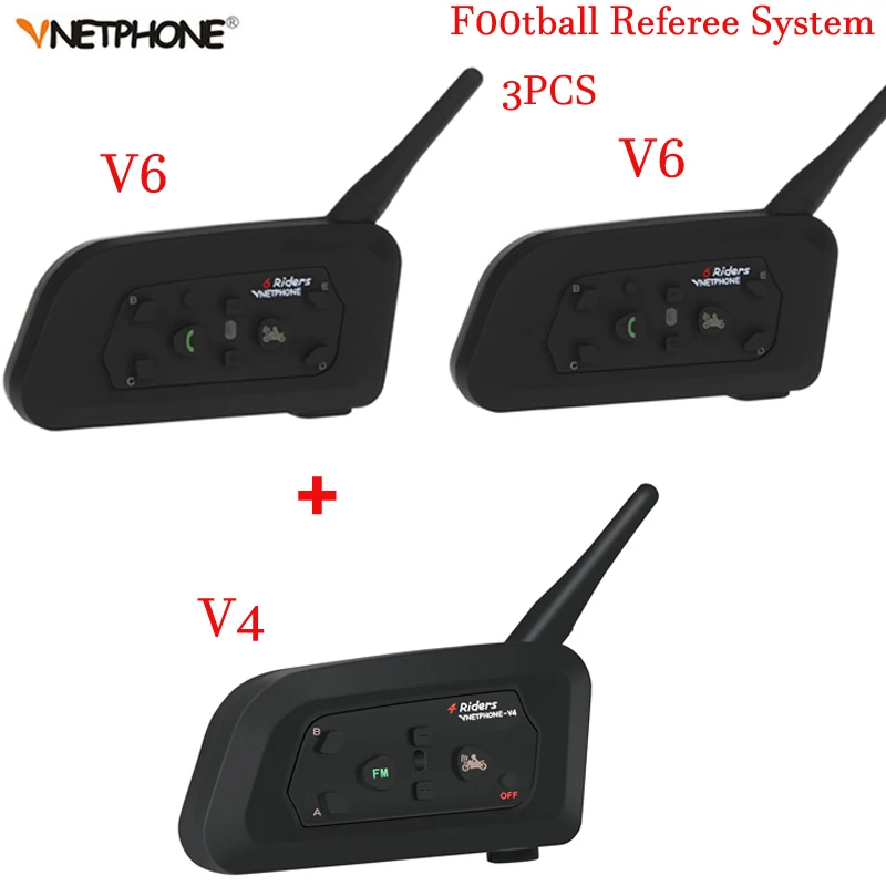 

Free DHL Vnetphone 1200m full Duplex Communication Headset 3 Riders Talking For Football Referee Judge Biker Wireless Intercom
