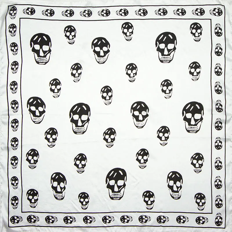 

100% Silk Scarf Women Scarf Skull Scarf Silk Bandana 2019 Foulard Neckerchief Men Small Square Silk Scarf Luxury Gift for Lady