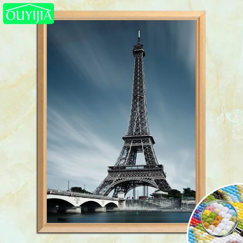 

World Famous Scenic Spots "Eiffel Tower - Paris" 5D DIY Diamond Painting Square Diamond Embroidery Rhinestones Mosaic Picture