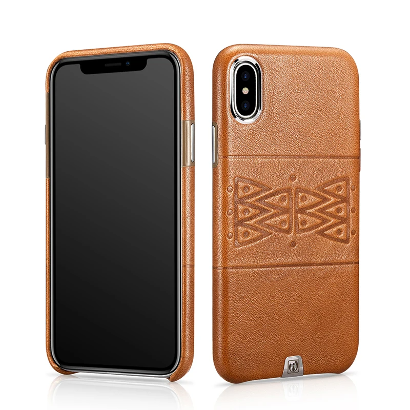Vintage Printing Totem Genuine Leather Case Cover For Apple iPhone X