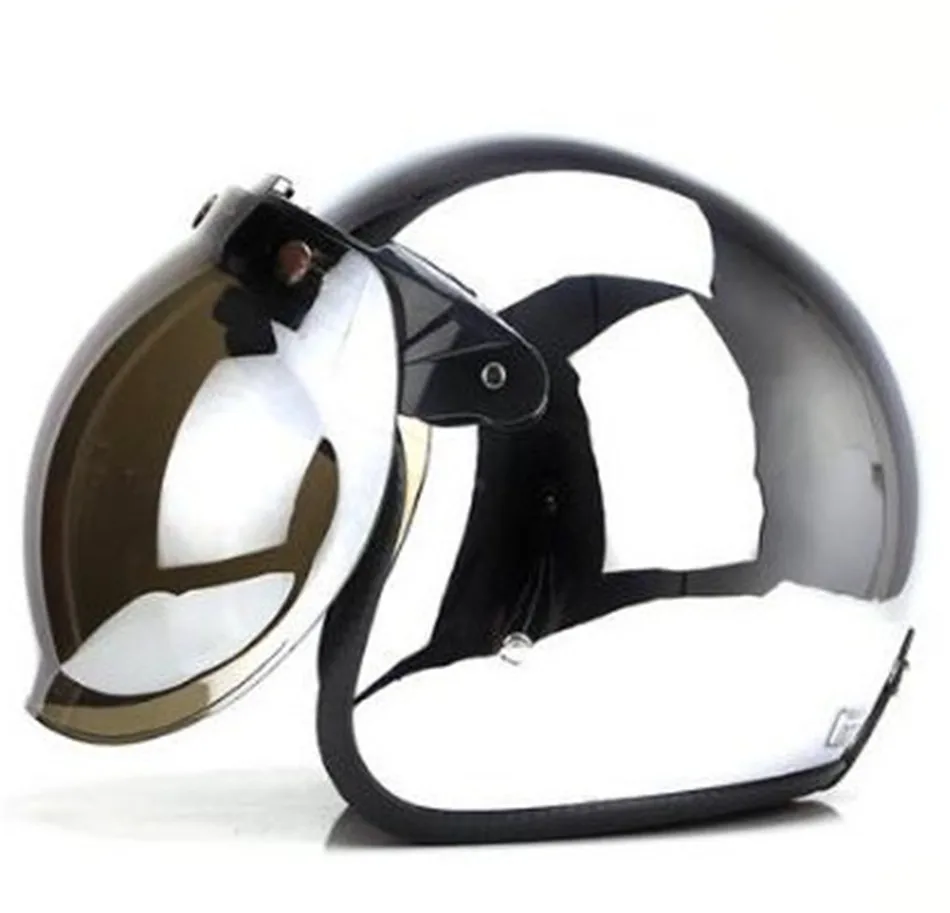 

Mirror Silver Chrome Vespa Open Face Motorcycle Motorbike Helmet Harley Retro Moto Helmets Casque Casco Capacete Motoqueiro DOT