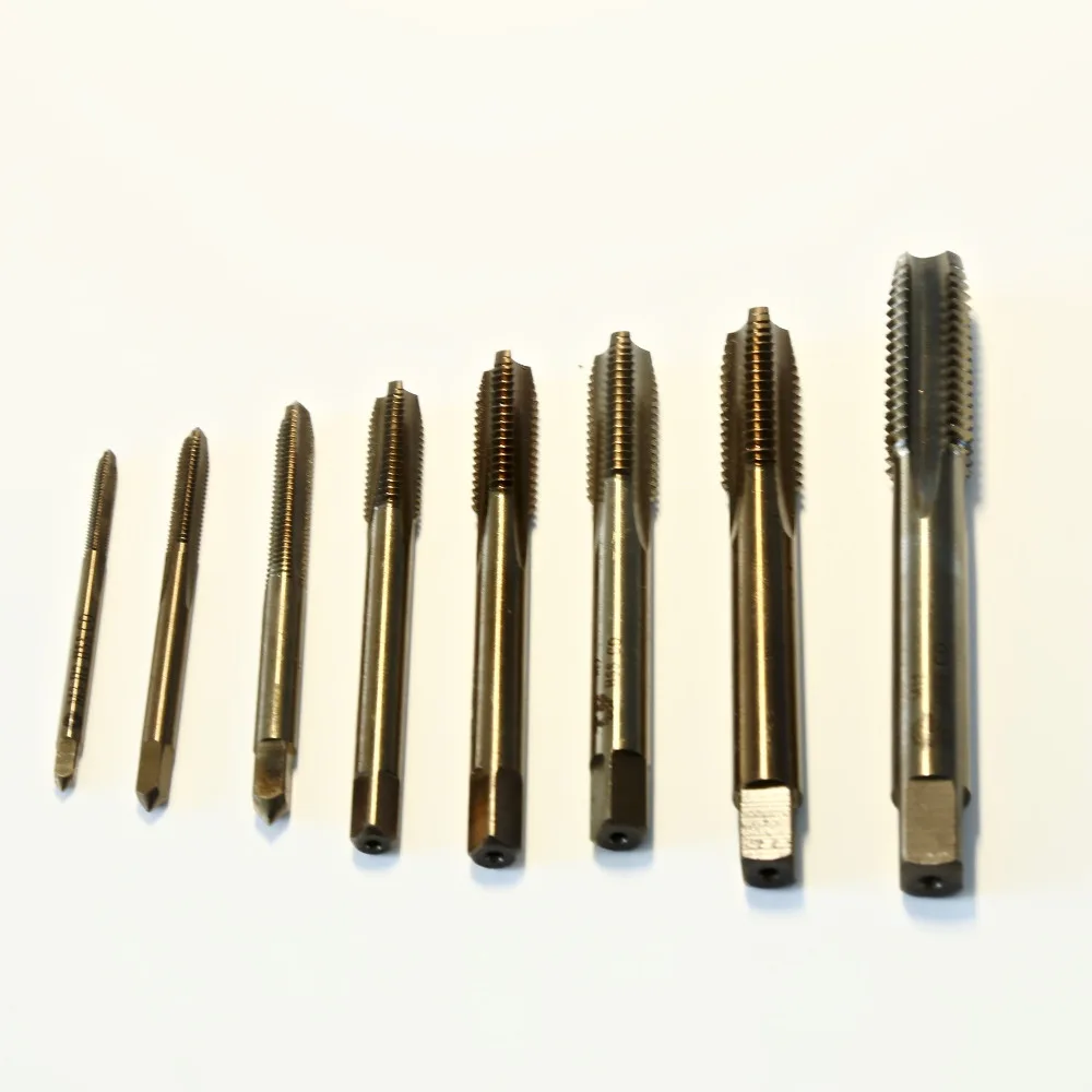 

Free shipping 7PCS/set of HSS Co5% M35 made Machine straight flute machine taps screw taps M3 M4 M5 M6 M8 M10 M12 for SS work
