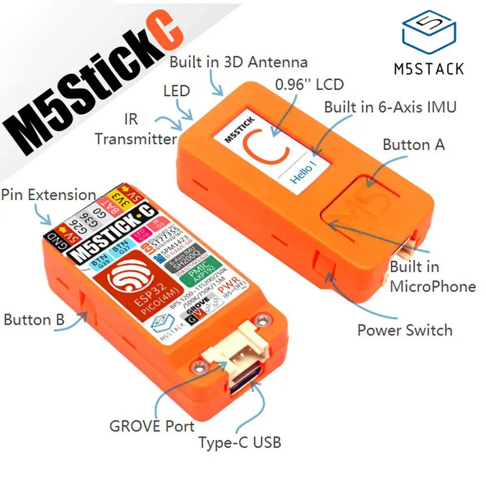 Для M5StickC ESP32 PICO Mini IoT макетная плата Пальчиковый компьютер с цветным ЖК экраном