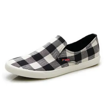 

Mixed-Color Plaid Canvas Shoes Men High Quality Slip On Men Loafers Spring Summer Fashion Mens Shoes Casual Flats