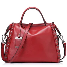 Fashion Natural Cow Leather Women Bag Brand Luxury Genuine Leather Handbag Tassel Rivet Lady Shoulder Crossbody