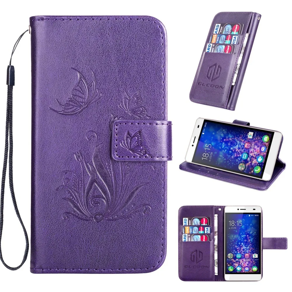 

GUCOON Embossed PU Leather Case for BQ BQS-5070 Magic 5070 5.0inch Eiffel Tower Flowers Butterfly Flip Wallet Cover