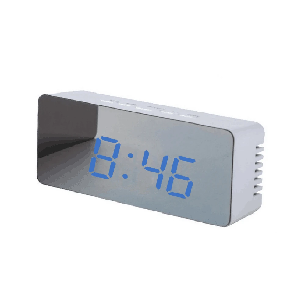 Украшение для дома светодиодный зеркальный будильник часы цифровой светильник для пробуждения электронные часы с большим температурным дисплеем милые настольные часы - Цвет: 2