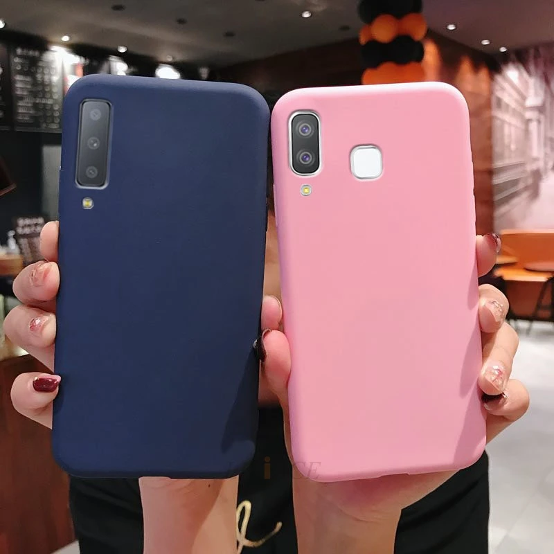 candy color silicone phone case on for samsung galaxy a5 a7 a3 a8 a9 star a50 a9s a8s a6s a6 soft tpu back cover