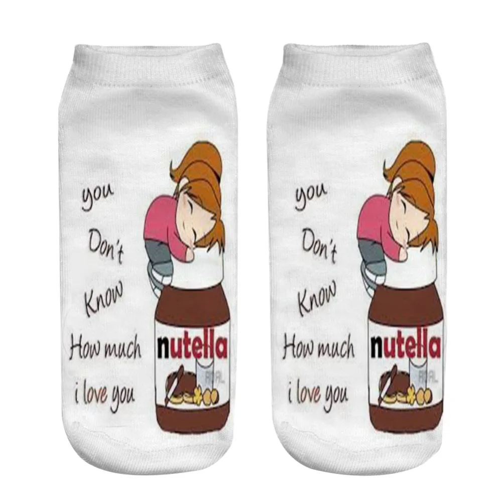 

You don't know how much I love you Nutella Print type 3D Socks Men Women Socks female short sock 2018