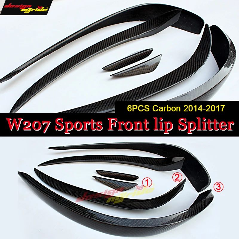 

For Benz W207 2-door Front Lip Splitters Wing Spoiler Carbon 6-pcs e200 e250 e400 e350 e500 e550 Front Bumper Splitter 2014-2017