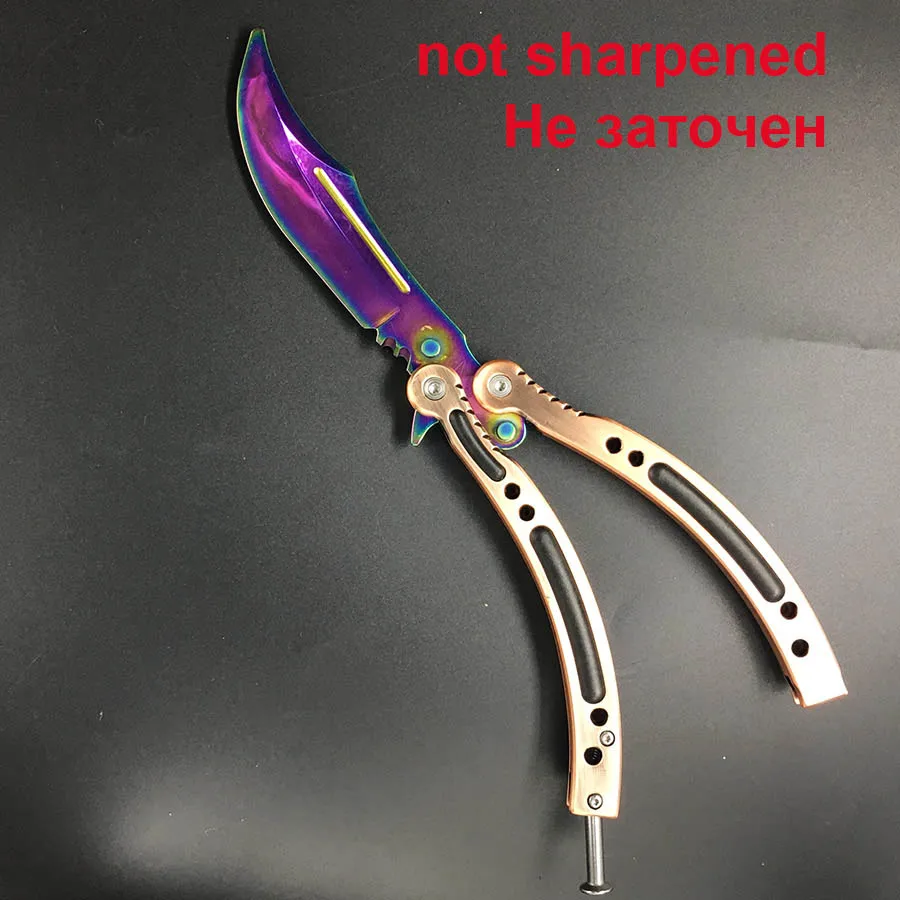 Bronze rainbow CS GO бабочка в ноже Karambit складной нож тренировочный нож подарок balisong Практичный Нож не заточенный металл - Цвет: Bronze rainbow