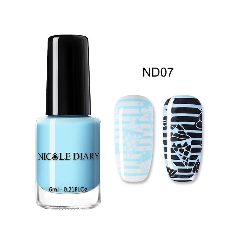 ND07 NICOLE DAIRY черный белый стемпинг ногтей покрытие лак Золотой Серебряный ноготь искусство пластины штамп масло белый ночь штамповки серии - Цвет: ND07