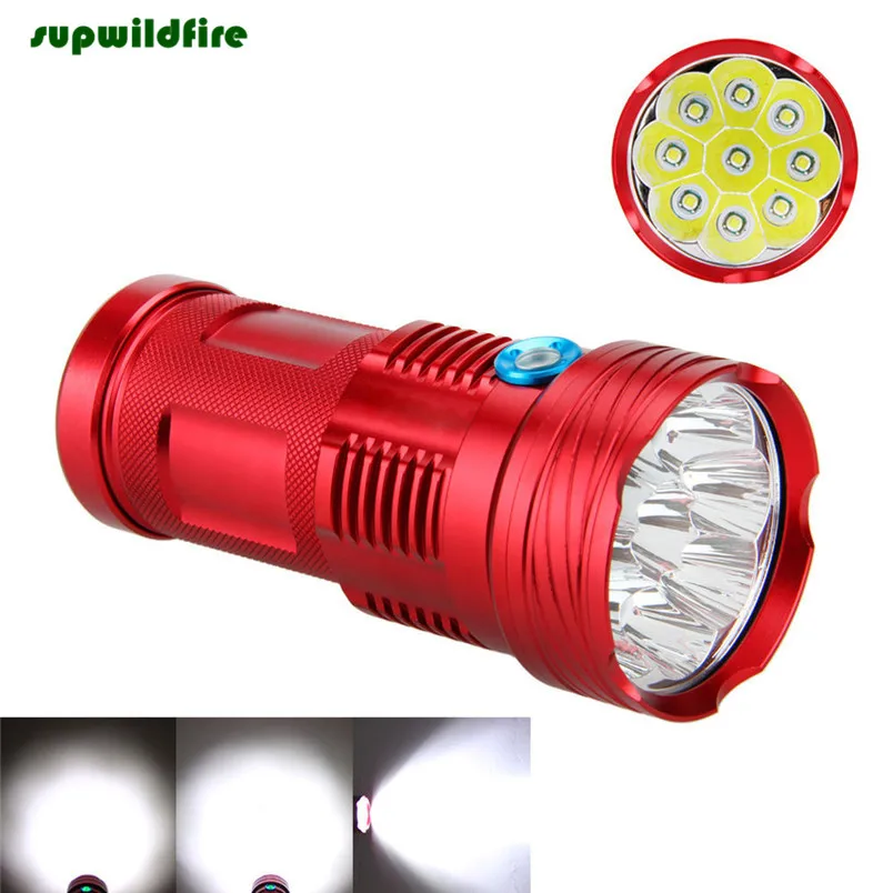 

18000Lumen 9x XML T6 LED Flashlight Torch Tactical Hunting Work Lamp Free Shipping #NO13